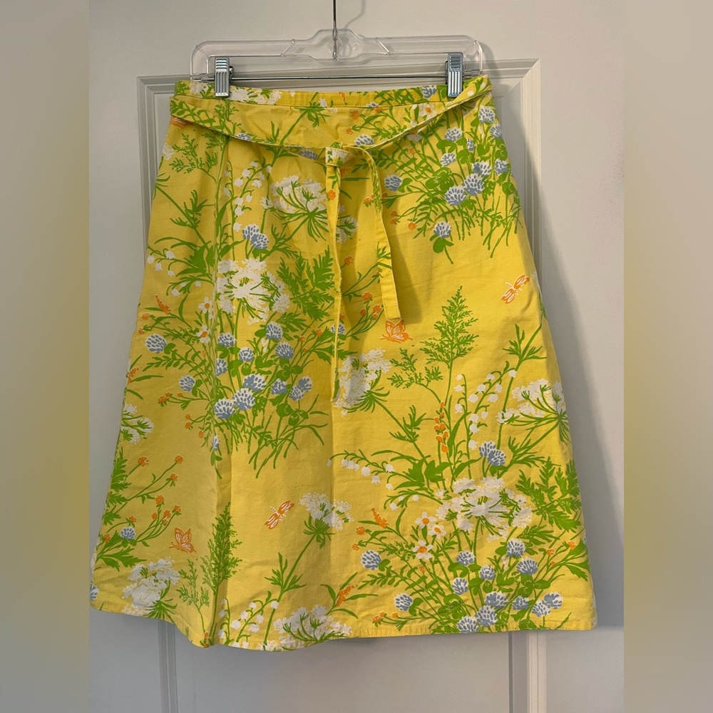 Vintage floral cotton with pockets wrap skirt